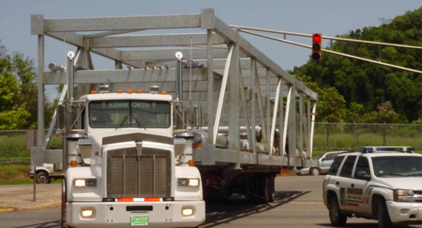 Preassembled rack on large truck for transport