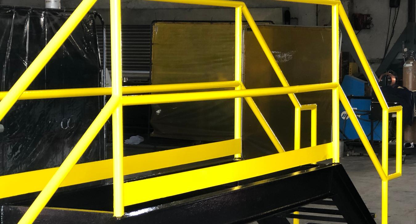 Yellow horizontal steel stairs