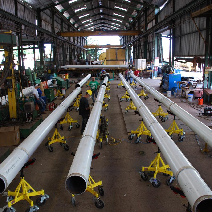 Carbon steel piping in warehouse